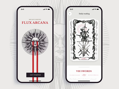Micah Ulrichs’ Flux Arcana animation arcane brand identity design graphic design illustration interaction mobile motion graphics tarot ui ux