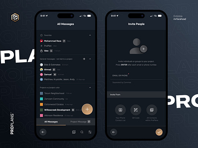 PROPLANS - Messaging 🔥 app chat chat ai design invite message message app messager minimalist mobile app pepole plan slack telegram trend ui uidesign uiux whatsapp