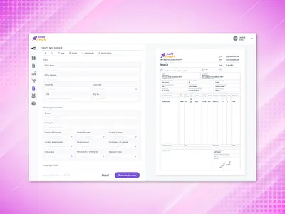 Create New Invoice dashboard invoice ui web app