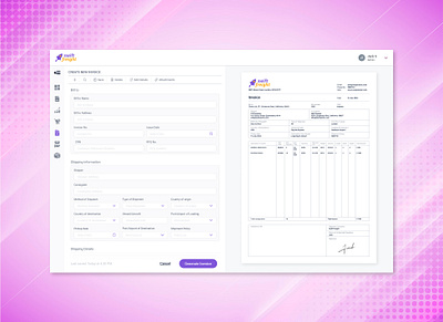 Create New Invoice dashboard invoice ui web app