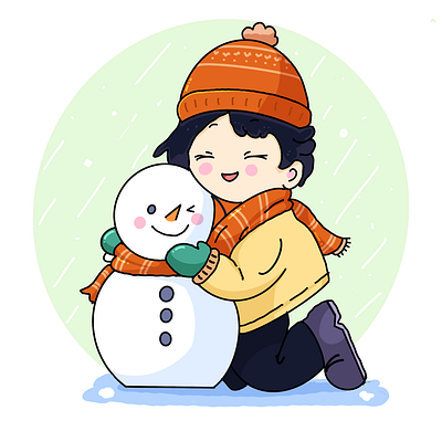 Winter buddies ❄️☃️ cheerful digital art happy hug illustration illustrationmagic procreateart snowman winter hug winter warmth