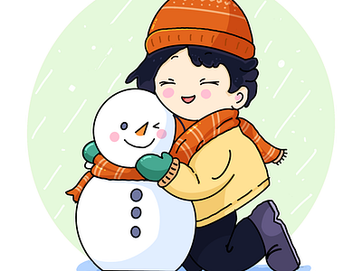 Winter buddies ❄️☃️ cheerful digital art happy hug illustration illustrationmagic procreateart snowman winter hug winter warmth