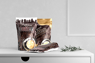 Coffee Pouch Design branding coffee coffee pouch design graphic design level level design packaging pouch vector