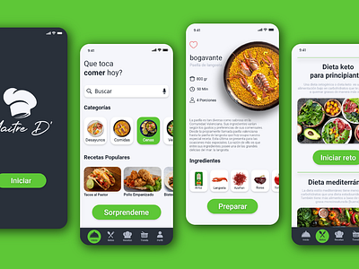 Diseño UI de App de Recetas Caseras android app design branding cooking recipe food food blog food blogger food review food vlogging healthy food interface ios layout logo meal restaurant snacks ui ux web design