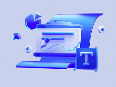 Office 3D icon 3d blue branding c4d design glass graphic design icon office ui web