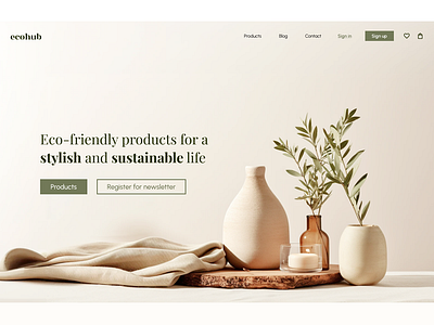 Homepage for Ecohub sustainable products web shop design homepage ui web webdesign