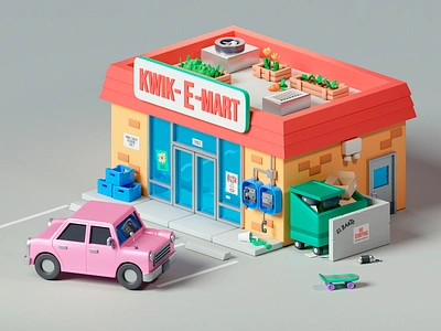 Kwik-E-Mart 3d b3d blender bogota colombia diorama illustration mexico simpsons