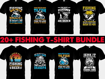 Fishing t-shirt design bundle fisherman