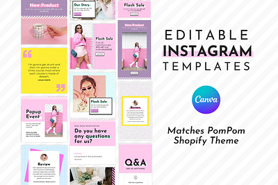 Instagram Template Pink Canva Set canva canva instagram instagram post template instagram posts instagram posts layout instagram stories instagram story template instagram template instagram template pack instagram template pink