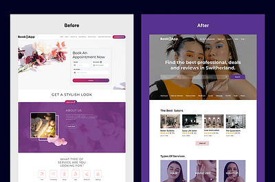 Website redesign for beauty & wellness booking app agency beauty booking booking app design landing page main page minimal product page redesign ui ui design ui redesign ux ux redesign web redesign website design wellness