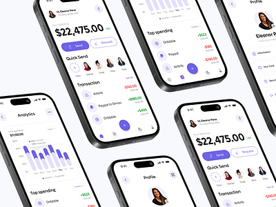 Mobile Banking App app design bank bank account banking card clean digital banking finance finance app fintech ios mobile banking modern oww sajon transaction transfers ui ui design ux