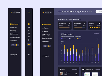 Sidebar for Online School SMART clean dark dashboard education figma inspiration it light menu navigation sidebar sidebar menu sidemenu smart ui ui design ui ux ux ux design web