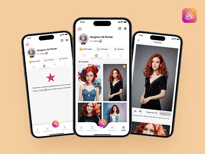 Favorites, Save and Published on Artisse AI account ai app clean empty state favorite feed mobile mobile app navigation photography profile publish save scroll share tab bar ui user ux