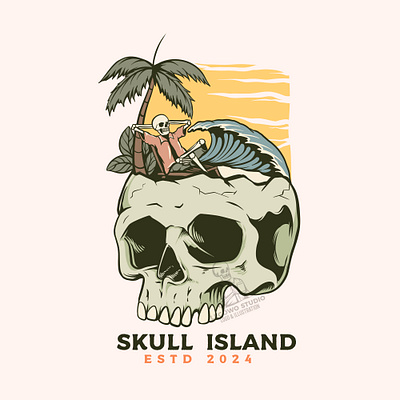 Skull island vintage illustration branding design illustration logo skull t shirt design v vintage vintage illustration