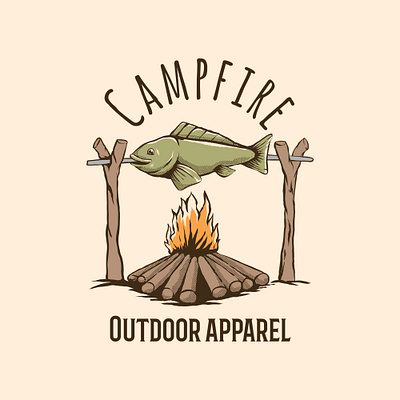 Campfire vintage illustration campfire camping graphic design illustration logo t shirt design vintage vintage illustration