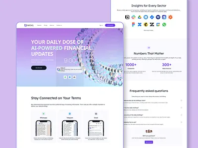 Midas AI: Daily Briefing App Website asked branding contaqct design faq frequently hero home landing landing page minimal questions scenerio statistics ui ux web web design webdesign website