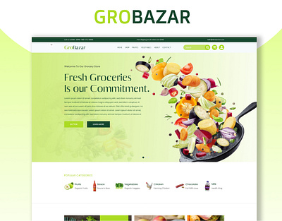 GroBazar branding graphic design groceries website groceries website design home page design landing page design uiux design web design website design