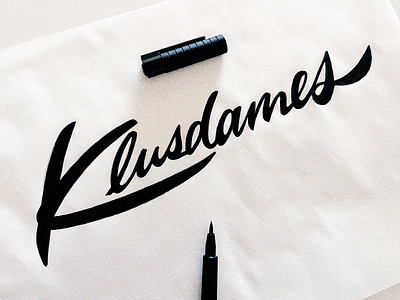 Klusdames authentic calligraphy classy custom designer elegant flow identity interior lettering logo premium process quality script sketch type unique
