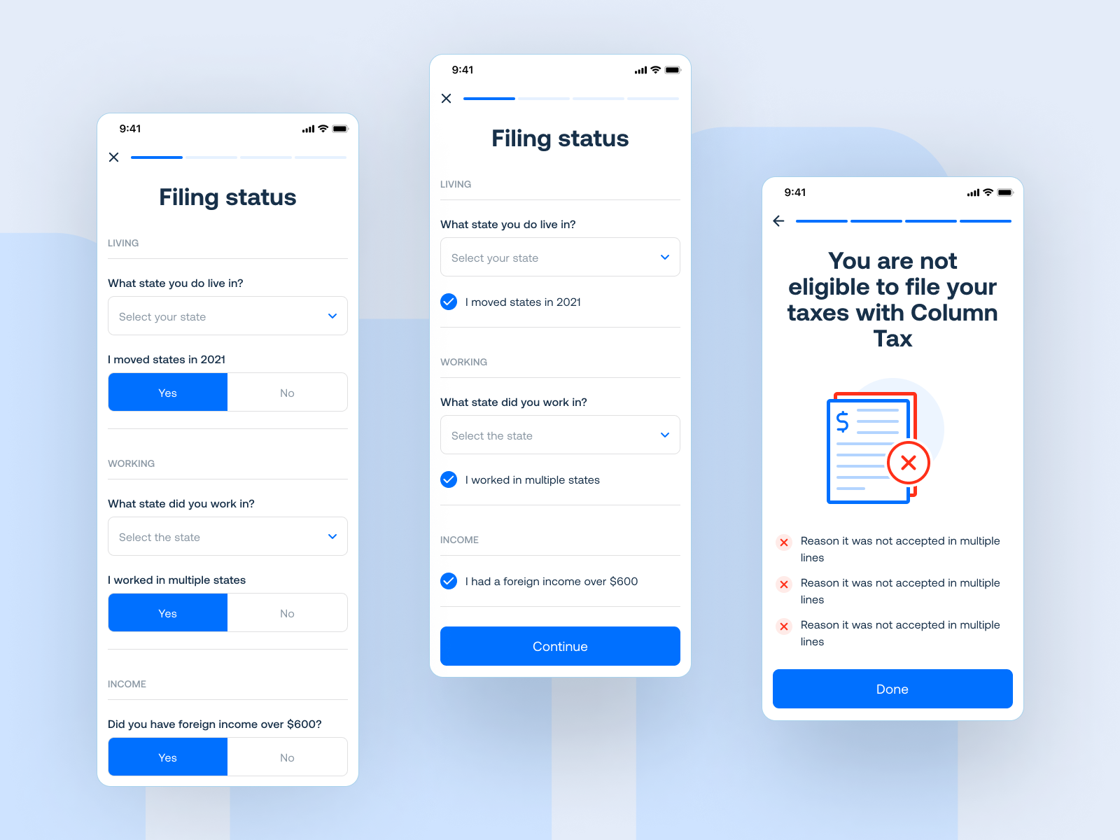 ColumnTax Filing Status by Caviar on Dribbble