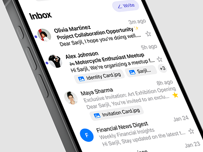 Email Inbox Concept app clean ui concept email email list inbox mail mailbox message message list messaging minimal ui sarjil ui uiux ux