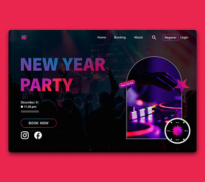 Party website hero section herosection landingpage newyear party ui ux
