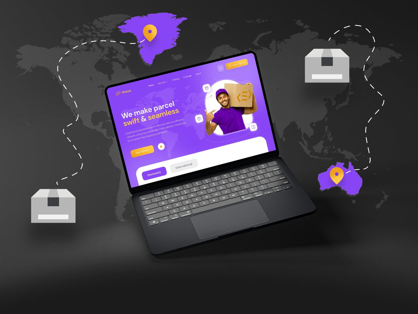 Shippy - Parcel/Courier Service Landing Page courier courier service delivery app figma landing page logistics mockup package package tracking parcel delivery presentation product delivery product design research uiux user experience user interface visual design website website design