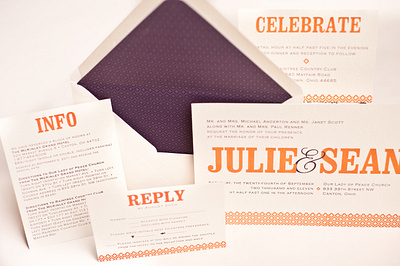 Julie and Sean Wedding Invitation Suite stationery typography wedding