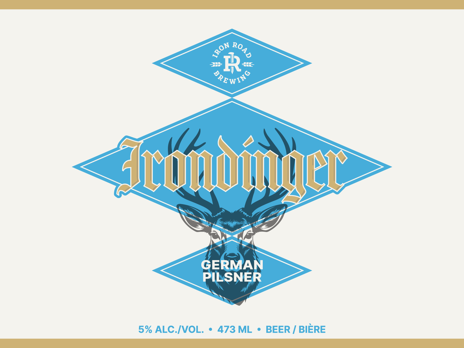 Irondinger antlers beer brewing canada craft deer german iron label oktoberfest pilsner road stag