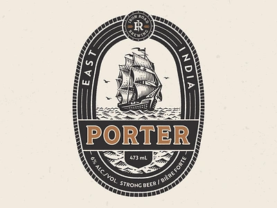 East India Porter badge beer brewing canada craft india iron label ocean porter road sea ship vintage