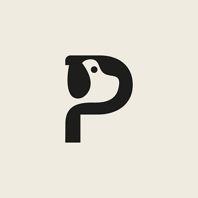 P logo dog minimalist logo