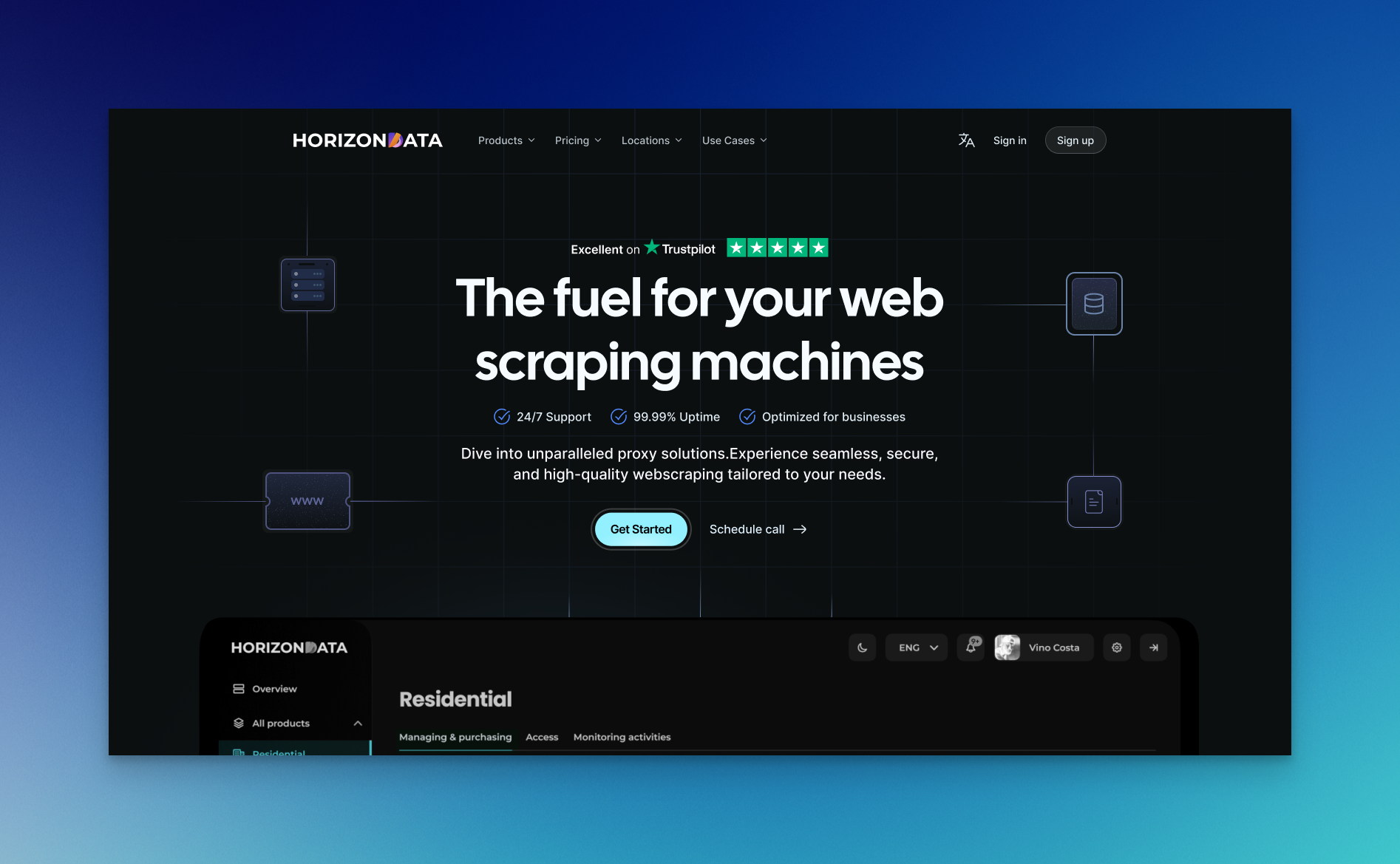 HorizonData Intro Section Redesign animation app clean design modern ui ux