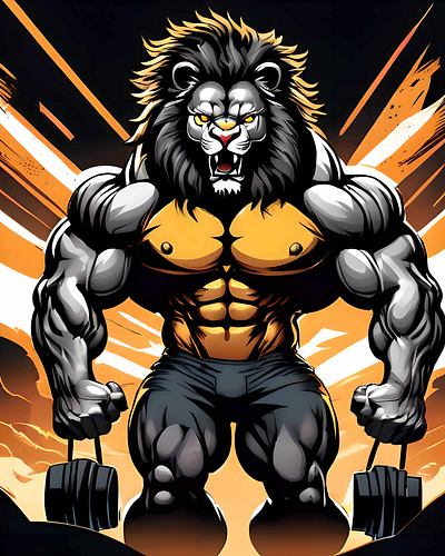 Gym lion branding design event poster graphic design gym lion illustration layout design logo oo4 graphics poster design ui