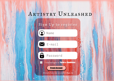 Art Challenges 001 daily registration signup ui webdesign
