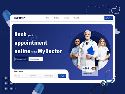 Doctor appointement website appointement design doctor figma ui website