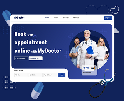 Doctor appointement website appointement design doctor figma ui website