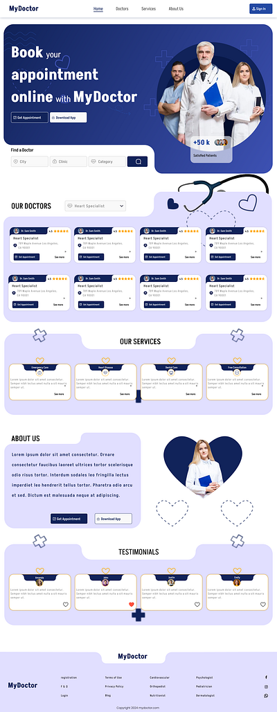 MyDoctor UI Website app care design doctor figma health ui ux website
