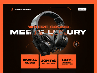 Sonicelegance Landing page audio branding dark interface landing orange product tech ui web website