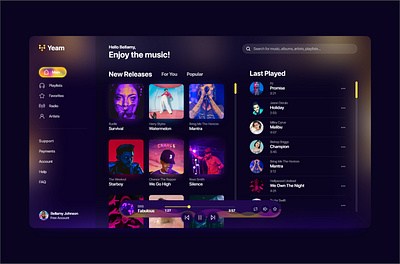 Music Player App Concept application darkmode dashboard design music ui
