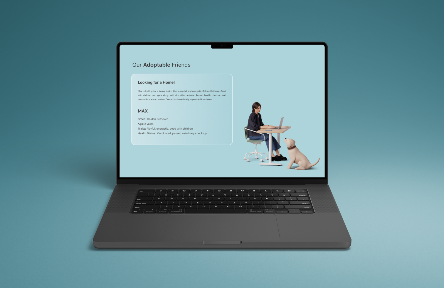 Daily UI Challenge #45 ; Info Card For Adopting 3d adopt animal animation app branding card dailyui design figma graphic design illustration info logo motion graphics pet product ui ux web