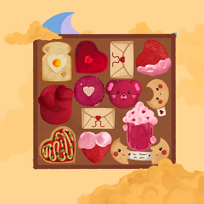 Your Valentine's Day Gift Box of clipart cookies is here! branding clip art commercial use cookies cut artwork design digital design digital illustration festive graphic design hand made designs hearts love mockups painting pink procreate ui valentines valentines day