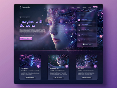 Sorceria: Web App for AI 3d ai animation figma interactive design midjourney productdesign prototype ui ui design uidesign user interface ux web design