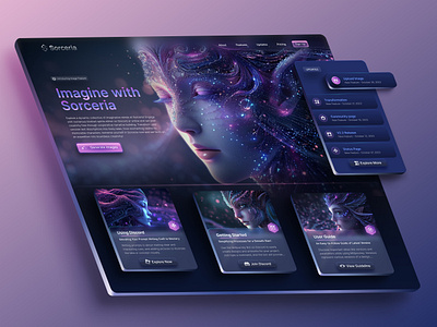 Sorceria | UI Design for AI 3d ai animation design for ai figma midjourney productdesign ui uidesign user interface ux web design