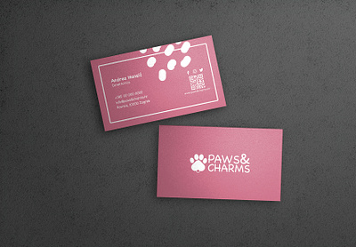 Business card for ''Paws&Charms'' branding graphic design illustrator logo photoshop vector