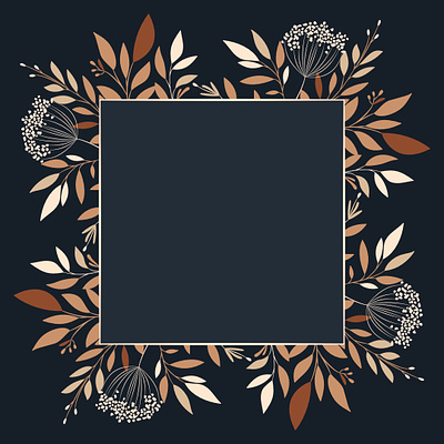 Floral wreath with beige arrangment beige botanical branches bridal celebration decoration delicate elegant frame floral foliage herbal leaves navy blue romantic rustic save the data stationery vector illustration wedding invitation