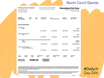 #DailyUI Day 46: Invoice car dailyui email invoice