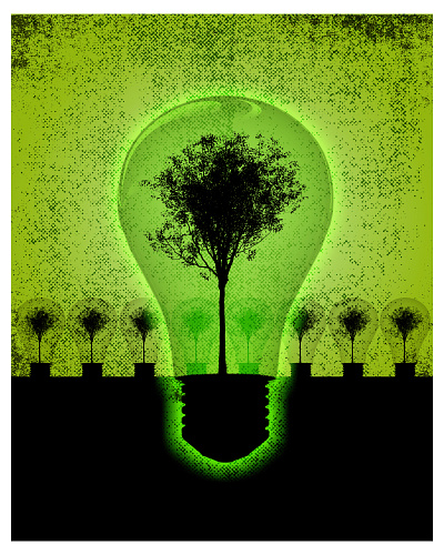 EcoBulb background climate change conservation ecofriendly ecology environment graphic design green illustration nature poster recycle save the planet solar energy sustainability trees
