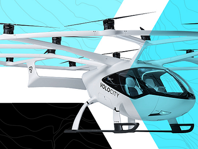 Volocopter Spotlight (Editorial Key Art) air travel branding cover art editorial graphic design helicoptor key art photo editing travel