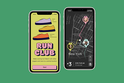 Sketch 02: Run Club concept game map product design sketch ui ux