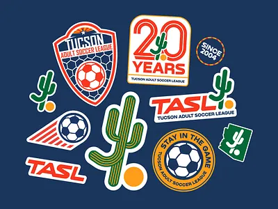 Tucson Adult Soccer League (TASL) – Stickerboard 20 years arizona cactus kick league logo saguaro soccer tucson