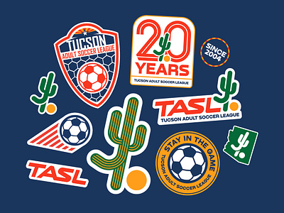 Tucson Adult Soccer League (TASL) – Stickerboard 20 years arizona cactus kick league logo saguaro soccer tucson